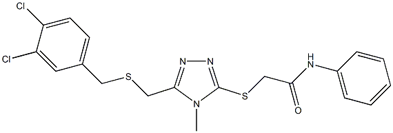 2-[(5-{[(3,4-dichlorobenzyl)sulfanyl]methyl}-4-methyl-4H-1,2,4-triazol-3-yl)sulfanyl]-N-phenylacetamide Struktur