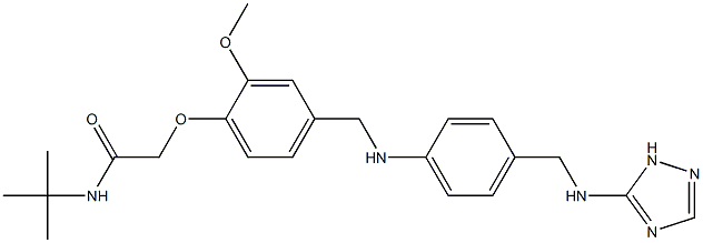 N-(tert-butyl)-2-[2-methoxy-4-({4-[(1H-1,2,4-triazol-5-ylamino)methyl]anilino}methyl)phenoxy]acetamide 化学構造式