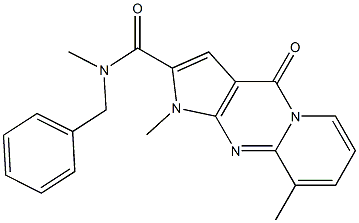 N-benzyl-N,1,9-trimethyl-4-oxo-1,4-dihydropyrido[1,2-a]pyrrolo[2,3-d]pyrimidine-2-carboxamide Struktur
