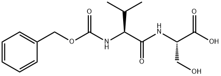 (S)-2-(((S)-2-(ベンジルオキシカルボニルアミノ)-3-メチルブタノイル)アミノ)-3-ヒドロキシプロピオン酸 化学構造式