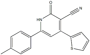 6-(4-methylphenyl)-2-oxo-4-(2-thienyl)-1,2-dihydro-3-pyridinecarbonitrile 化学構造式