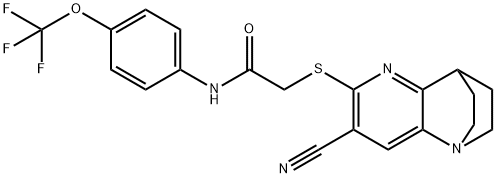 2-[(4-cyano-1,6-diazatricyclo[6.2.2.0~2,7~]dodeca-2,4,6-trien-5-yl)sulfanyl]-N-[4-(trifluoromethoxy)phenyl]acetamide,728885-88-9,结构式