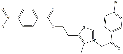 3-[2-(4-bromophenyl)-2-oxoethyl]-4-methyl-5-{2-[(4-nitrobenzoyl)oxy]ethyl}-1,3-thiazol-3-ium Struktur