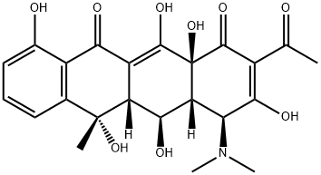 1,11(4H,5H)-Naphthacenedione, 2-acetyl-4-(dimethylamino)-4a,5a,6,12a-tetrahydro-3,5,6,10,12,12a-hexahydroxy-6-methyl-, (4S,4aR,5S,5aR,6S,12aS)- Struktur