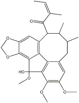 5,6,7,8-Tetrahydro-2,3,13-trimethoxy-6,7-dimethyl-8-[(Z)-2-methyl-2-butenoyl]benzo[3,4]cycloocta[1,2-f][1,3]benzodioxol-1-ol Struktur