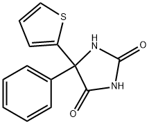 2,4-Imidazolidinedione, 5-phenyl-5-(2-thienyl)-,7772-37-4,结构式