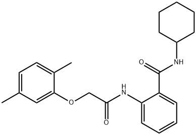 N-cyclohexyl-2-{[2-(2,5-dimethylphenoxy)acetyl]amino}benzamide 化学構造式