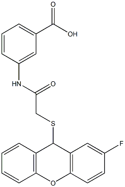 3-({[(2-fluoro-9H-xanthen-9-yl)sulfanyl]acetyl}amino)benzoic acid Structure