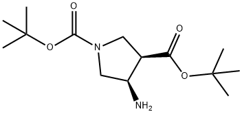 1,3-Pyrrolidinedicarboxylic acid, 4-amino-, 1,3-bis(1,1-dimethylethyl) ester, (3R,4R)- 化学構造式