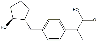 (+/-)-2-[4-(trans)-((1'R,2'S)-2'-hydroxycyclopentylmethyl)-phenyl]propionic acid 化学構造式