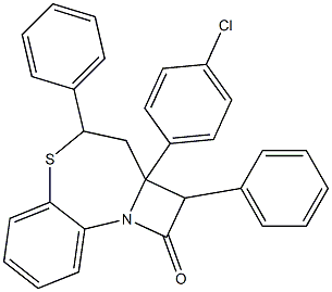 2a-(4-chlorophenyl)-2,4-diphenyl-2,2a,3,4-tetrahydro-1H-azeto[2,1-d][1,5]benzothiazepin-1-one 化学構造式