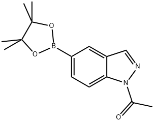 1-(5-(4,4,5,5-tetramethyl-1,3,2-dioxaborolan-2-yl)-1H-indazol-1-yl)ethan-1-one Struktur