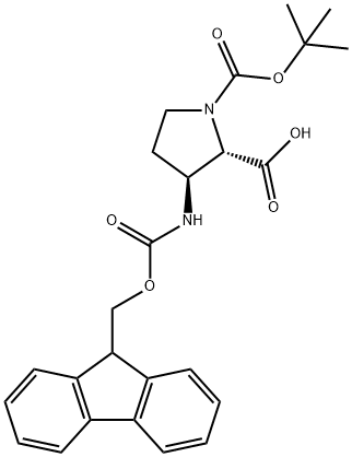 1,2-Pyrrolidinedicarboxylic acid, 3-[[(9H-fluoren-9-ylmethoxy)carbonyl]amino]-, 1-(1,1-dimethylethyl) ester, (2S,3S)- Structure