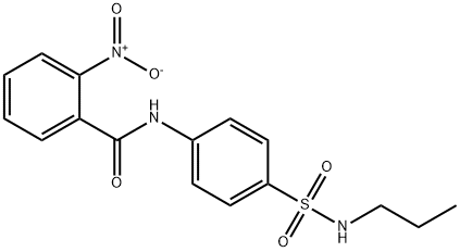 2-nitro-N-{4-[(propylamino)sulfonyl]phenyl}benzamide 化学構造式