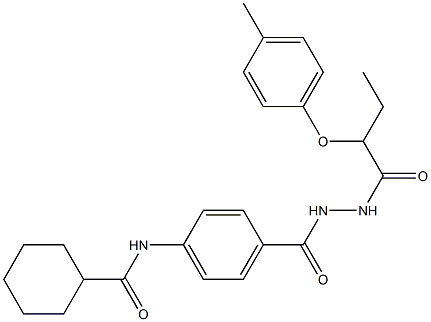 N-[4-({2-[2-(4-methylphenoxy)butanoyl]hydrazino}carbonyl)phenyl]cyclohexanecarboxamide Structure