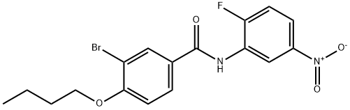 3-bromo-4-butoxy-N-(2-fluoro-5-nitrophenyl)benzamide Struktur