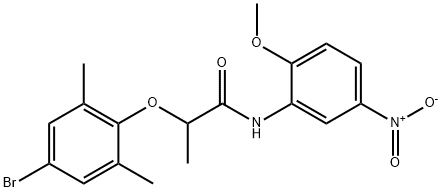 2-(4-bromo-2,6-dimethylphenoxy)-N-(2-methoxy-5-nitrophenyl)propanamide,882594-01-6,结构式