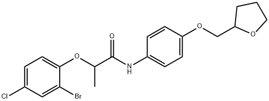 2-(2-bromo-4-chlorophenoxy)-N-[4-(tetrahydro-2-furanylmethoxy)phenyl]propanamide Structure