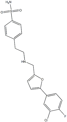 4-[2-({[5-(3-chloro-4-fluorophenyl)-2-furyl]methyl}amino)ethyl]benzenesulfonamide 化学構造式