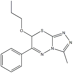 3-methyl-6-phenyl-7H-[1,2,4]triazolo[3,4-b][1,3,4]thiadiazin-7-yl propyl ether Struktur