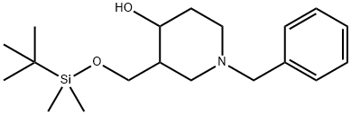 1-苄基-3-叔丁基二甲基硅氧甲基哌啶-4-醇, 934536-18-2, 结构式