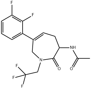 Acetamide, N-[6-(2,3-difluorophenyl)-2,3,4,7-tetrahydro-2-oxo-1-(2,2,2-trifluoroethyl)-1H-azepin-3-yl]- Struktur