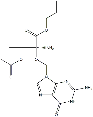 3-(acetyloxy)-2-[(2-amino-6-oxo-6,9-dihydro-1H-purin-9-yl)methoxy]propyl (2S)-2-amino-3-methylbutanoate 化学構造式