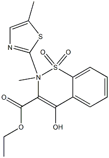 Ethyl 4-hydroxy-2-methyl-N-(5-methyl-1,3-thiazol-2-yl)-2H-1,2-benzothiazin-3-carboxylate 1,1-di Oxide Struktur