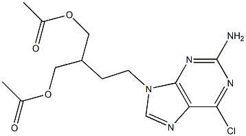 9-(4-acetoxy-3-acetoxymethylbutan-1-yl)-2-amino-6-chloropurine 化学構造式