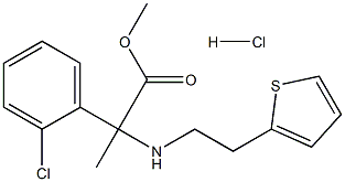 D-(+)-Methyl-2-(2-thienylethylamino)-2-(2-chlorophenyl)-acetic acid methyl ester hydrochloride 化学構造式