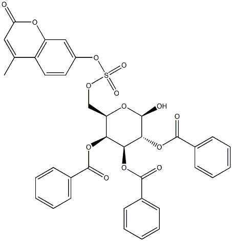 4-Methylumbelliferyl2,3,4-tri-O-benzoyl-b-D-galactopyranoside-6-sulfate Structure