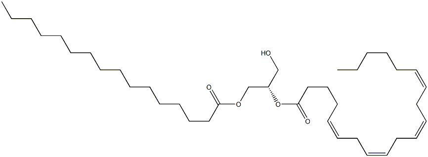 1-hexadecanoyl-2-(5Z,8Z,11Z,14Z-eicosatetraenoyl)-sn-glycerol 结构式