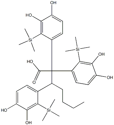 (3,4-Dihydroxyphenyl)heptanoic acid, tris(O-trimethylsilyl)- Structure
