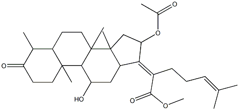 2-(16-Acetoxy-11-hydroxy-4,8,10,14-tetramethyl-3-oxohexadecahydrocyclo penta[a]phenanthren-17-ylidene)-6-methyl-hept-5-enoic acid, methyl est er,,结构式