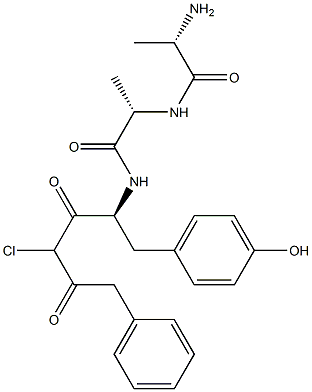 alanyl-alanyl-tyrosyl(benzyl)-chloromethylketone 化学構造式