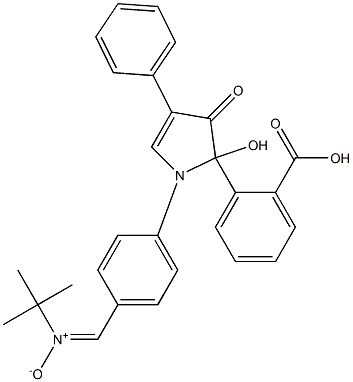 alpha-(4-(5-((2-carboxy)phenyl)-5-hydroxy-4-oxo-3-phenyl-2-pyrrolin-1-yl)phenyl)-N-(tert-butyl)nitrone Struktur