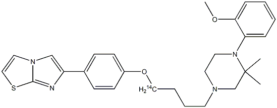 1-(2-methoxy-phenyl)-4-(4-(4-(6-imidazol(2,1-b) thiazolyl)-phenoxy)-butyl-4-(14)C)-piperazine dimethane Struktur