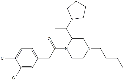 1-(4-butyl-2-(1-(pyrrolidin-1-yl)ethyl)piperazin-1-yl)-2-(3.,4-dichlorophenyl)ethan-1-one Structure