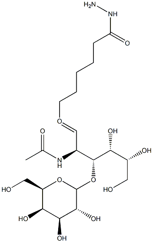 3-O-galactopyranosyl-1-O-hydrazinocarbonylpentyl-N-acetylglucosamine Struktur
