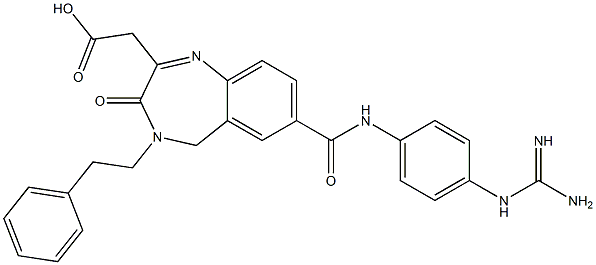 7-((4-guanidinophenyl)aminocarbonyl)-3-oxo-4-phenethyl-1,4-benzodiazepine-2-acetic acid Struktur