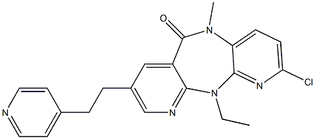 2-chloro-5,11-dihydro-11-ethyl-5-methyl-8-(2-(pyridin-4-yl)ethyl)-6H-dipyrido(3,2-b-2',3'-e)(1,4)diazepin-6-one,,结构式