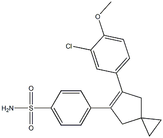 4-[6-[3-クロロ-4-メトキシフェニル]スピロ[2.4]ヘプタ-5-エン-5-イル]ベンゼンスルホンアミド 化学構造式