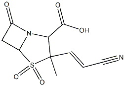 3-(2-cyanoethenyl)-3-methyl-4,4,7-trioxo-4-thia-1-azabicyclo(3.2.0)heptane-2-carboxylic acid Struktur