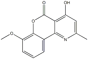 4-hydroxy-7-methoxy-2-methyl-5H-1-benzopyrano(4,3-b)pyridin-5-one,,结构式