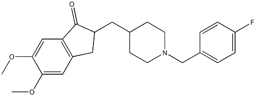1-(4-fluorobenzyl)-4-((5,6-dimethoxy-1-oxoindan-2-yl)methyl)piperidine Struktur
