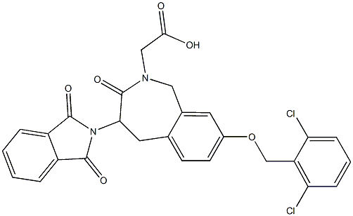 4-phthalimido-1,3,4,5-tetrahydro-8-(2,6-dichlorobenzyloxy)-3-oxo-2H-2-benzazepin-2-acetic acid Structure