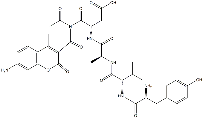acetyl-tyrosyl-valyl-alanyl-aspartyl-7-amino-4-methylcoumarinamide Structure