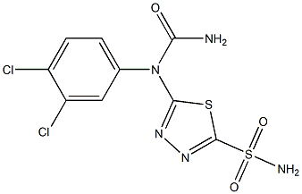 5-(3,4-dichlorophenylureido)-1,3,4-thiadiazole-2-sulfonamide 化学構造式