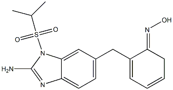 6-(((hydroxyimino)phenyl)methyl)-1-((1-methylethyl)sulfonyl)-1H-benzimidazol-2-amine Struktur