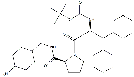 N-((1,1-dimethylethoxy)carbonyl)-3,3-dicyclohexylalanyl-L-proline-N-((4-aminocyclohexyl)methyl)amide Structure